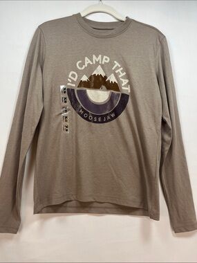 Moosejaw Women’s “I’d Camp That” Long Sleeve Tee - Taupe - NWT Size XS